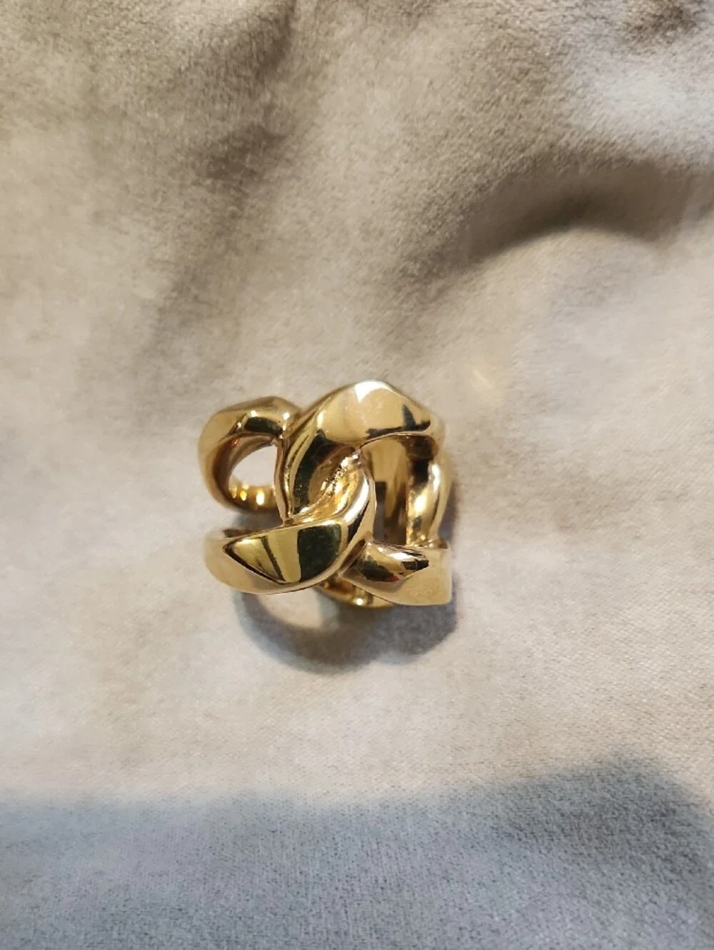 Michael Kors Polished Gold Wave Logo Ring